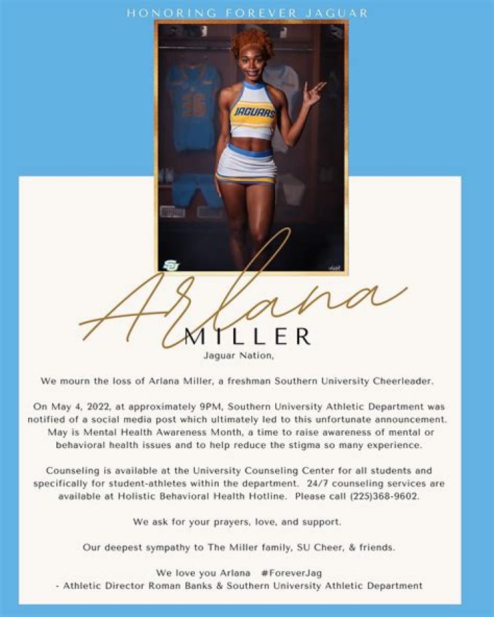 What Is The Death Cause Of Cheerleader, Arlana Miller?
